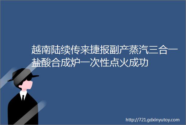 越南陆续传来捷报副产蒸汽三合一盐酸合成炉一次性点火成功